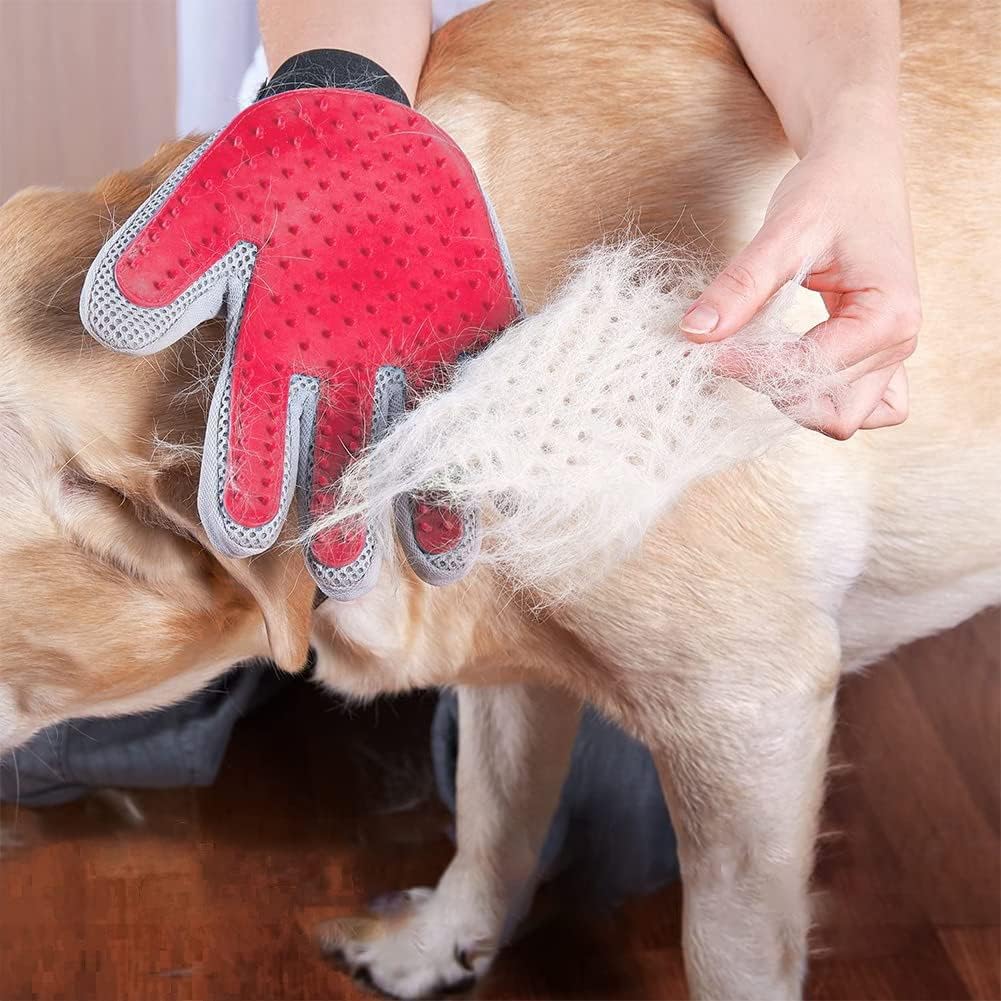 Marchul Guantes para el aseo de mascotas Marchul, guante de cepillo de gato para depil, guantes para el lavado de perros, guante de masaje para mascotas para pelo largo/corto, (1 par)