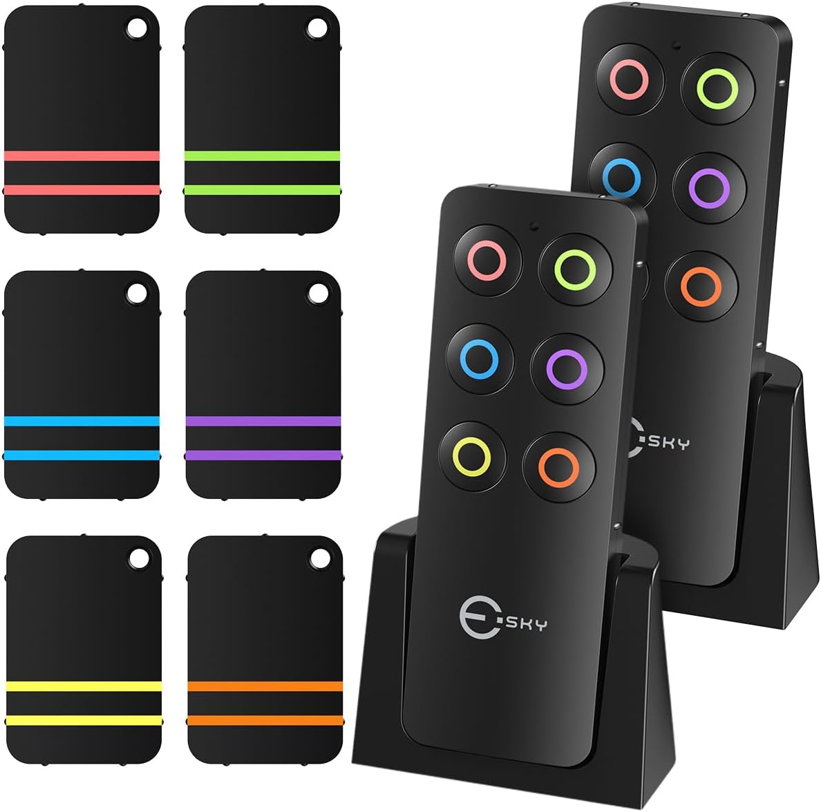 Localizador de Objetos Esky con transmisor de radiofrecuencia. Localizador de artículos inalámbrico por radiofrecuencia. Soporte para Control Remoto, 2 transmisores y 6 receptores