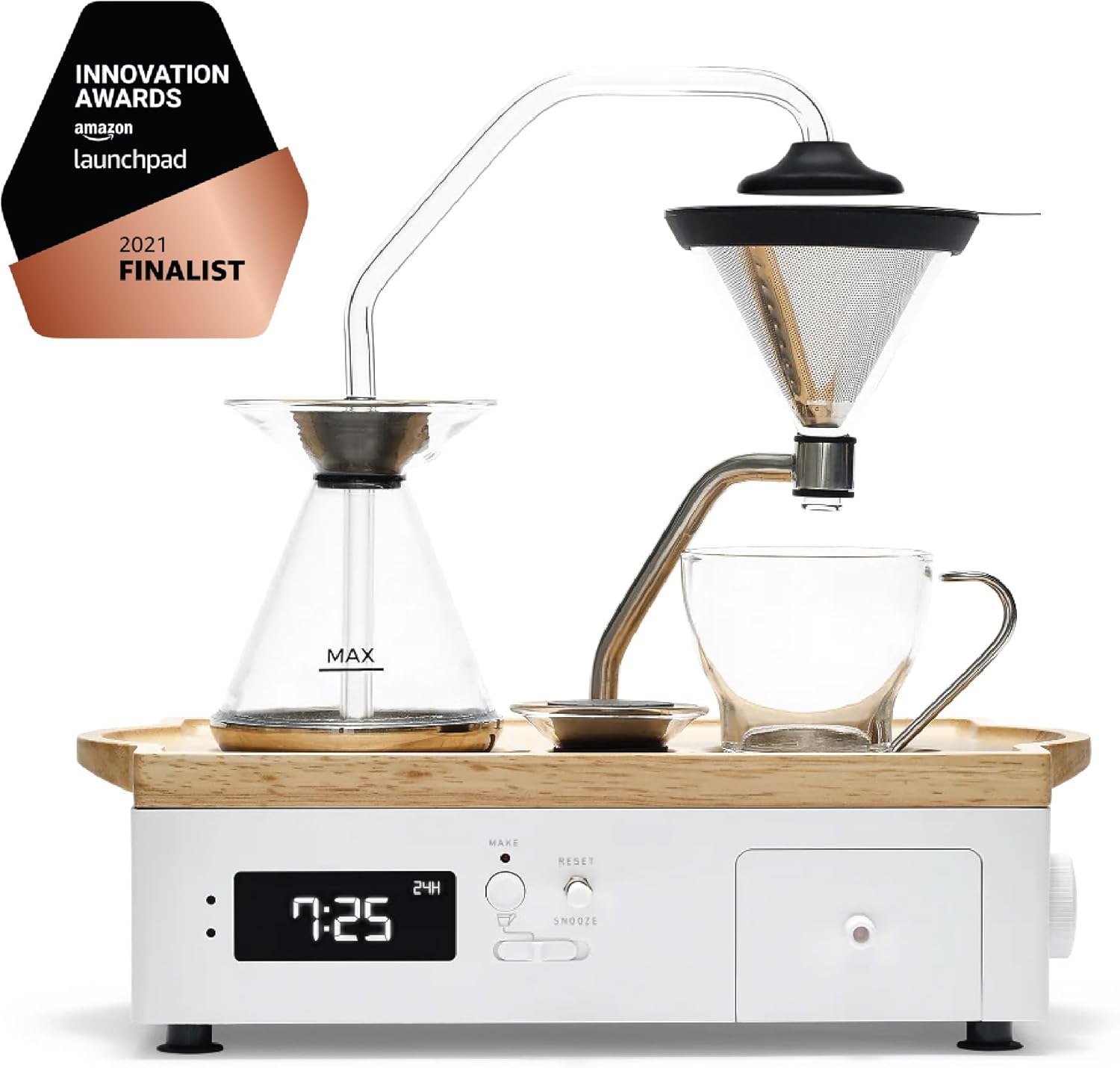Joy Resolve Barisieur Reloj Despertador de café y té (Blanco), Temporizador automático de la máquina de Despertar por la mañana programable (BARI-WHTRUB-500-220)
