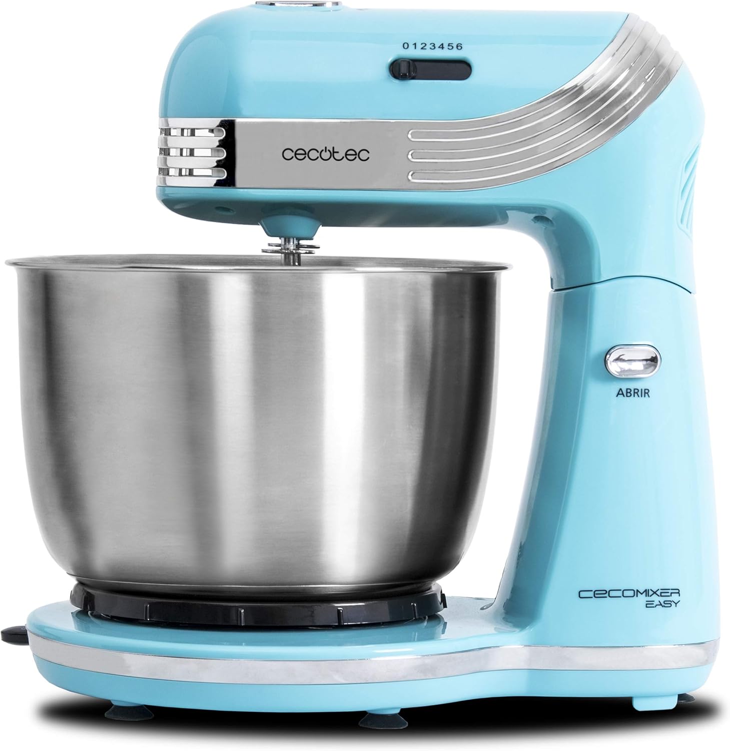 Cecotec Batidora Amasadora Cecomixer Easy. 250 W, Movimiento Orbital, Capacidad 3 L, Bol de Acero, 5 Funciones: Amasar, Batir, Mezclar, Montar, Emulsionar, 6 Velocidades, Azul